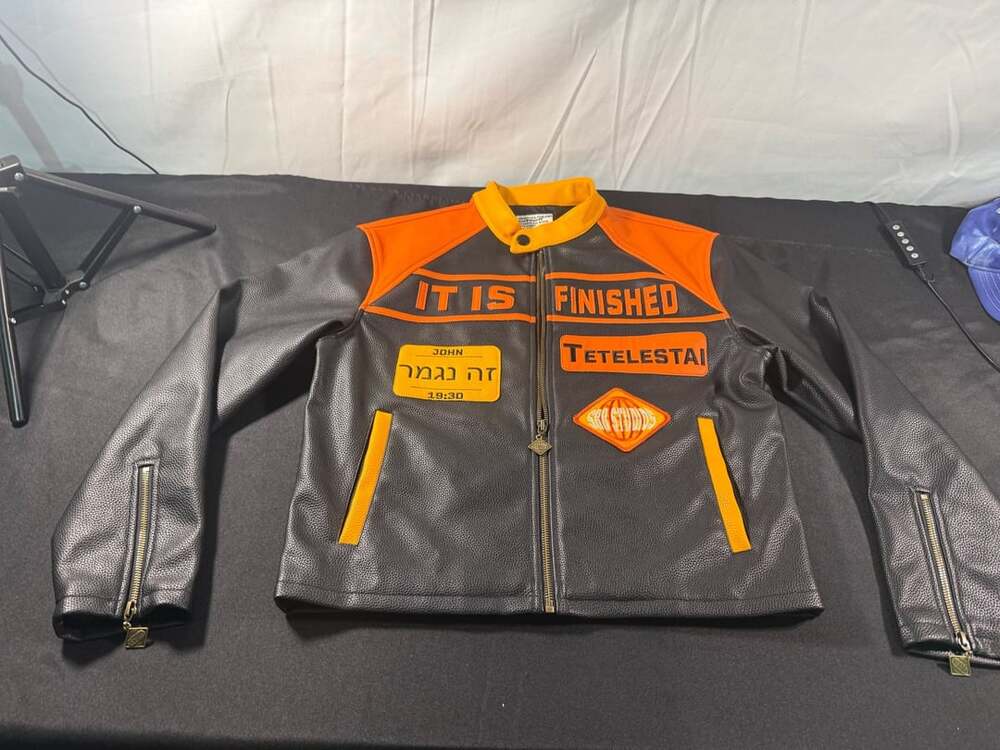 SBB STUDIOS Racing Jacket Black Orange Faux Leather